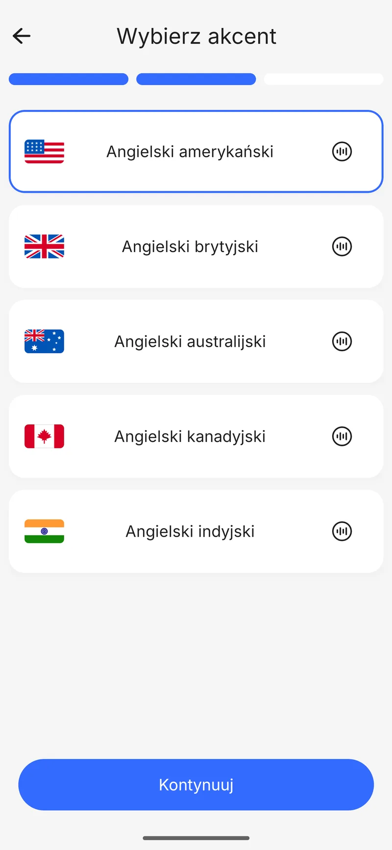 Wybór akcentu na starcie